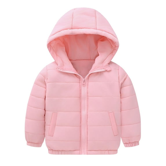 CHEEREAM Winter Windbreaker Jacket Boys Girls Middle Kids Hooded With Pockets Solid Color Short Cotton Kids Light Weighted Jacket