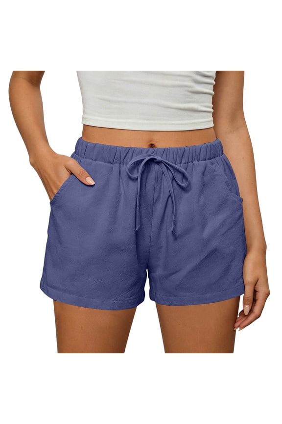 Womens Athletic Shorts Hiking Lounge Workout Running Drawstring Bottom Elastic Waisted Comfy Shorts with Pockets Loose Fit