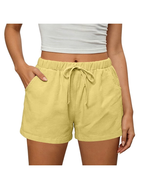 Womens Athletic Shorts Hiking Lounge Workout Running Drawstring Bottom Elastic Waisted Comfy Shorts with Pockets Loose Fit