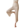 thumbnail image 1 of CHEEREAM Womens Baggy Cropped Pants Athletic Straight Wide Leg Elastic Waist Trousers Pull On Lightweight Brethable Summer Yoga Sports Bottom Loose Ruffle Cuff Split, 1 of 5