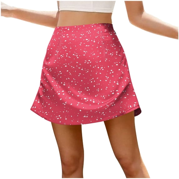 CHEEREAM Womens Boho Mini A Line Skirts Polka Dot Floral Printed Zip High Waist Skirt Summer Casual Everyday Short Skirt Daily Wear