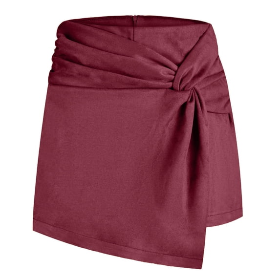 CHEEREAM Womens Faux Suede Mini Shorts Casual High Waisted Shorts with Side Knot Club Evening Wear