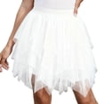 thumbnail image 1 of CHEEREAM Womens Mini Skirt Mesh Flowy Asymmetrical Hem Y2K Summer Skirts Multi-Layer Ruffle Casual Fashion Party Outfits, 1 of 5