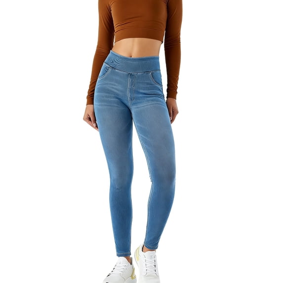 CHEEREAM Womens Tight Jeans High Waist Mid Length Skinny Denim Pants With Pockets Streetwear Trousers Casual Summer Fitted Strech