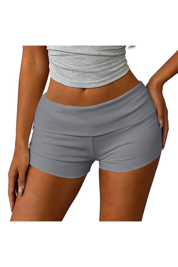 Y2K Shorts For Womens Skinny Elastic Waist Fold Over Lounge Mini Shorts Comfy Trendy Going Out Bottom
