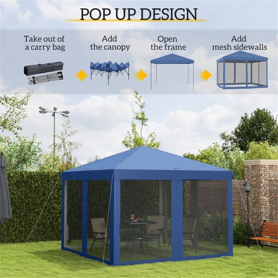 CHEERFUN 3x3M Pop Up Canopy Party Tent with Mesh Sidewalls, Outdoor Waterproof Gazebo