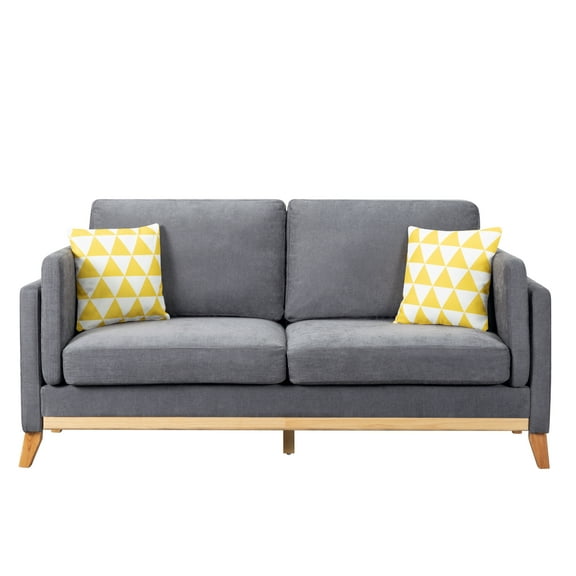 CHEERFUN 72.4" Morden Sofa with 2 Pillows, Classic Style Loveseat for Living Room Bedroom, Gray
