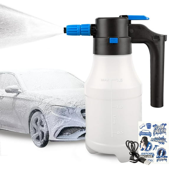 CHEERFUN Electric Car Foam Sprayer with USB, Handheld Pressure Washer for Car Wash, 1.5L Bottle FBA Shipping