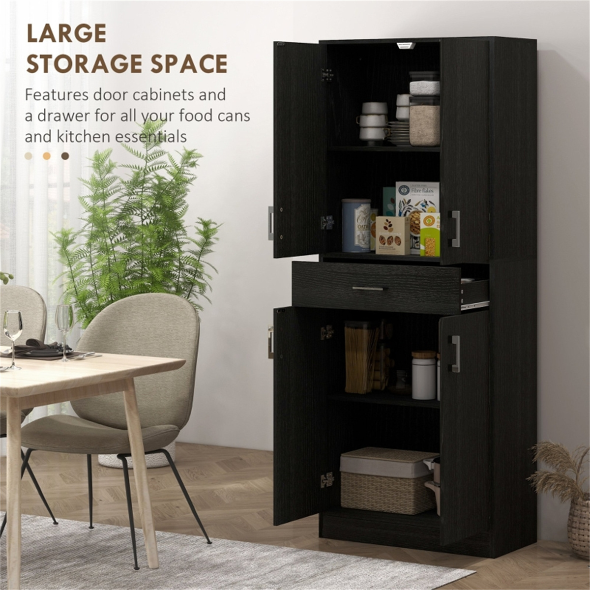 CHEERFUN Kitchen Storage Cabinet with Drawer and Shelves, Large Space ...