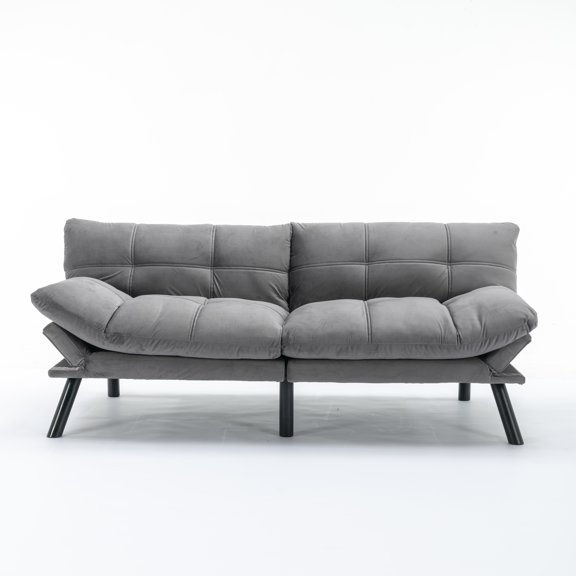 CHEERFUN Modern Convertible Folding Sofa Bed, Futon Sleeper Loveseat for Living Room Bedroom Apartment, Light Gray