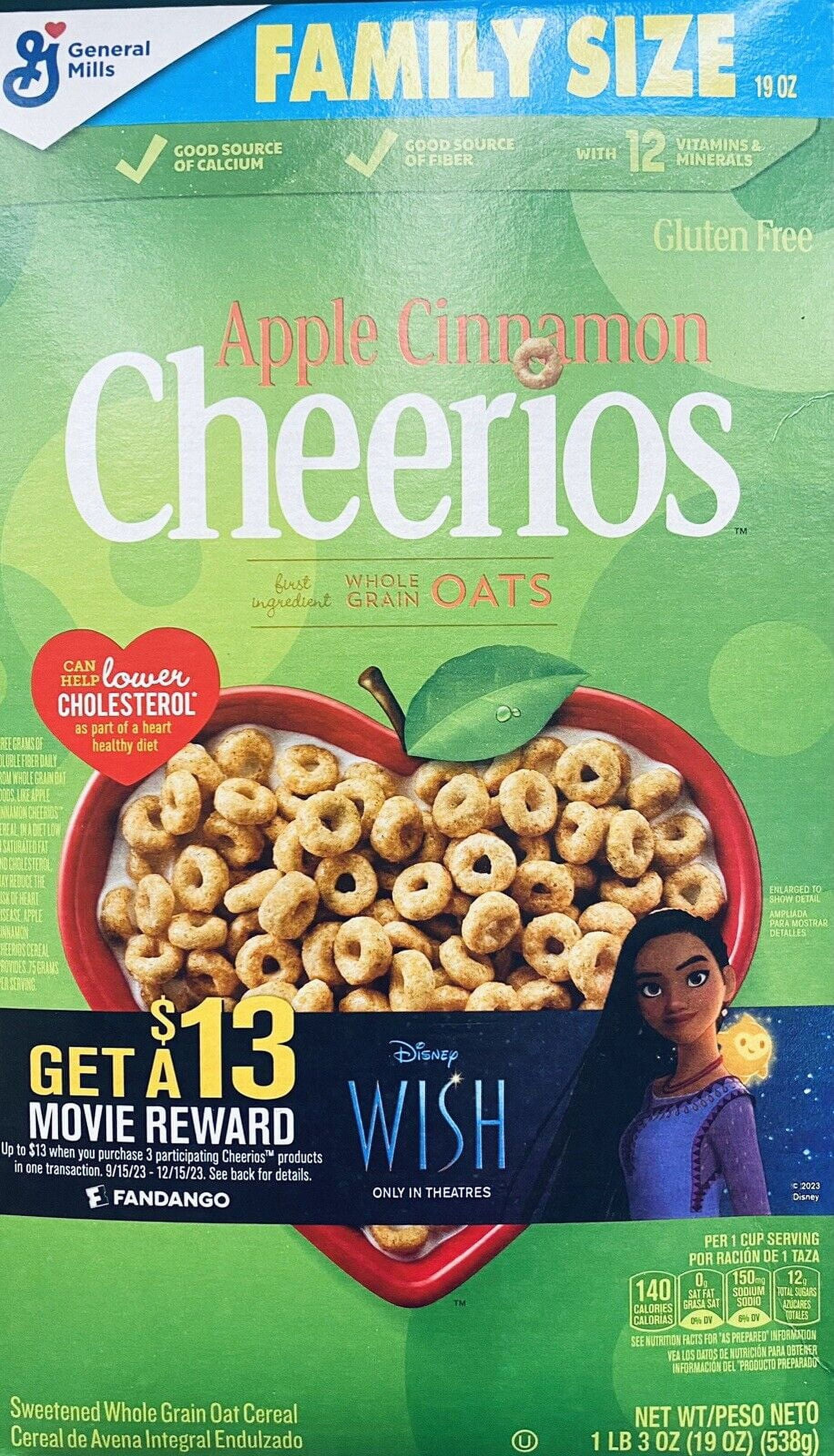 CHEERIOS FAMILY SIZE APPLE CINNAMON Gluten Free Whole Grain Oats Cereal