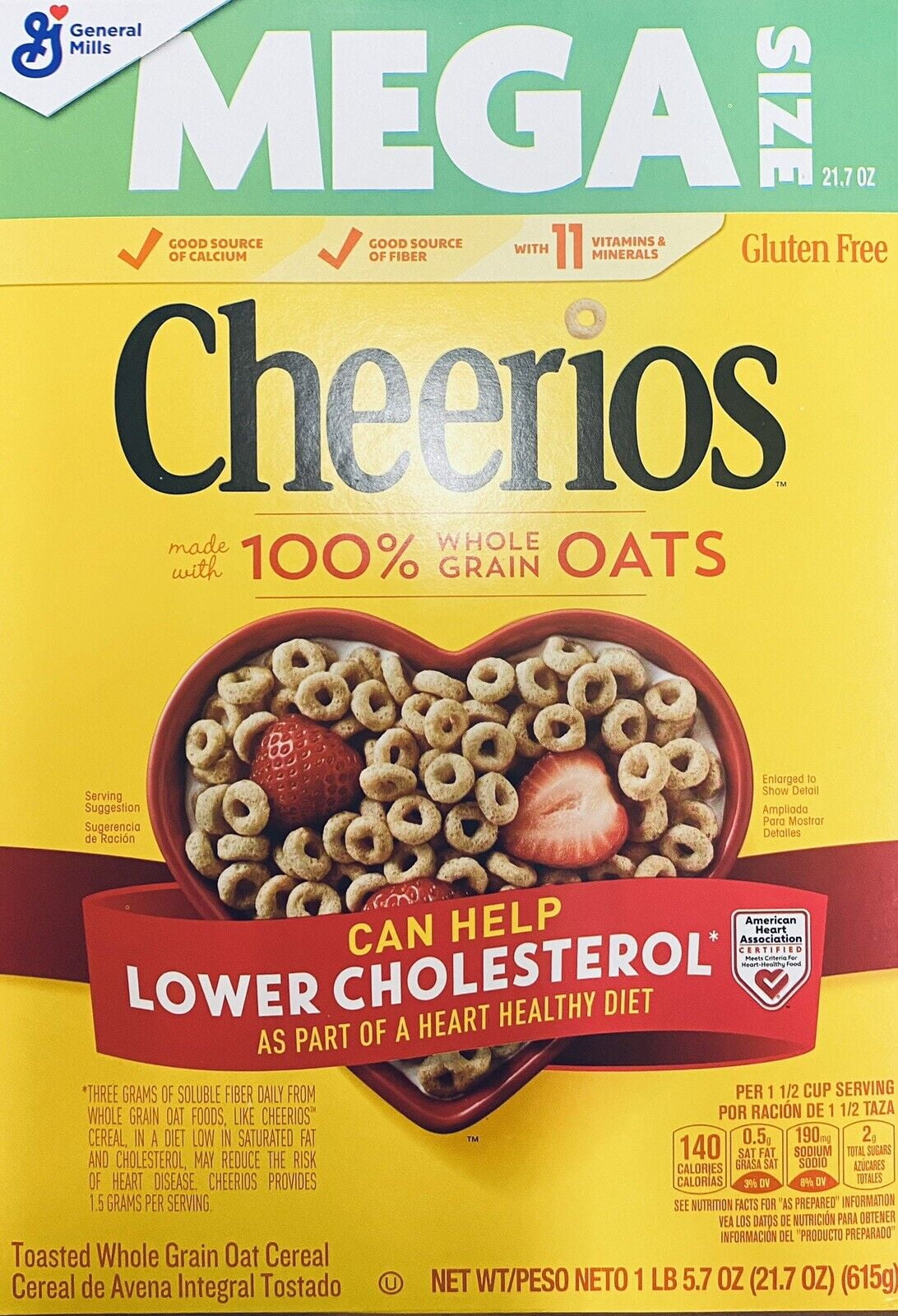 CHEERIOS MEGA SIZE Heart Healthy Gluten Free with Whole Grain Oats