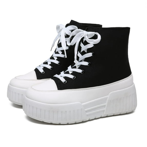 CHEERMORE Women Platform Female Casual Canvas Shoes Adult US 6 Black