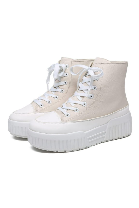 Women Platform Female Casual Canvas Shoes Adult US 7 Beige