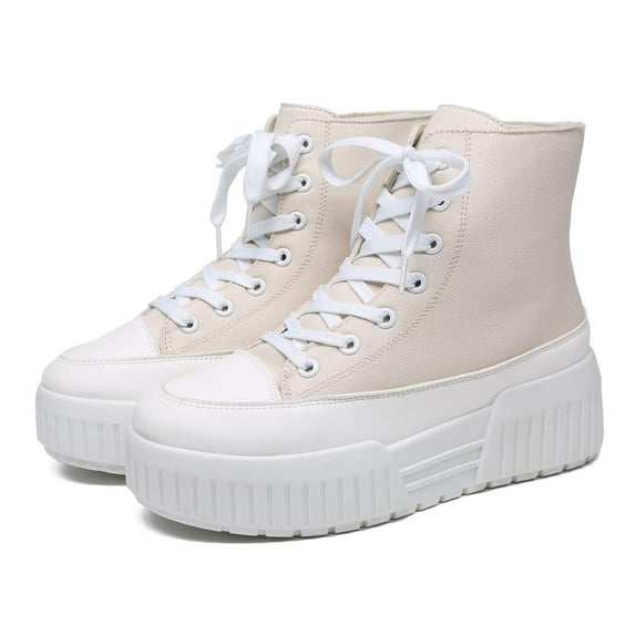 CHEERMORE Women Platform Female Casual Canvas Shoes Adult US 7 Beige