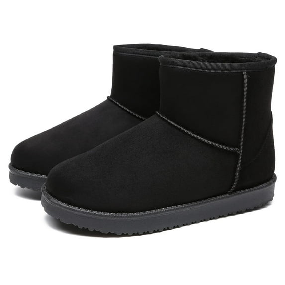 CHEERMORE Women's Solid Color Velvet Boots, Slip On Warm Fluffy Platform Mid Calf Snow Boots, Winter Non-slip Soft & Comfy Shoes US 9