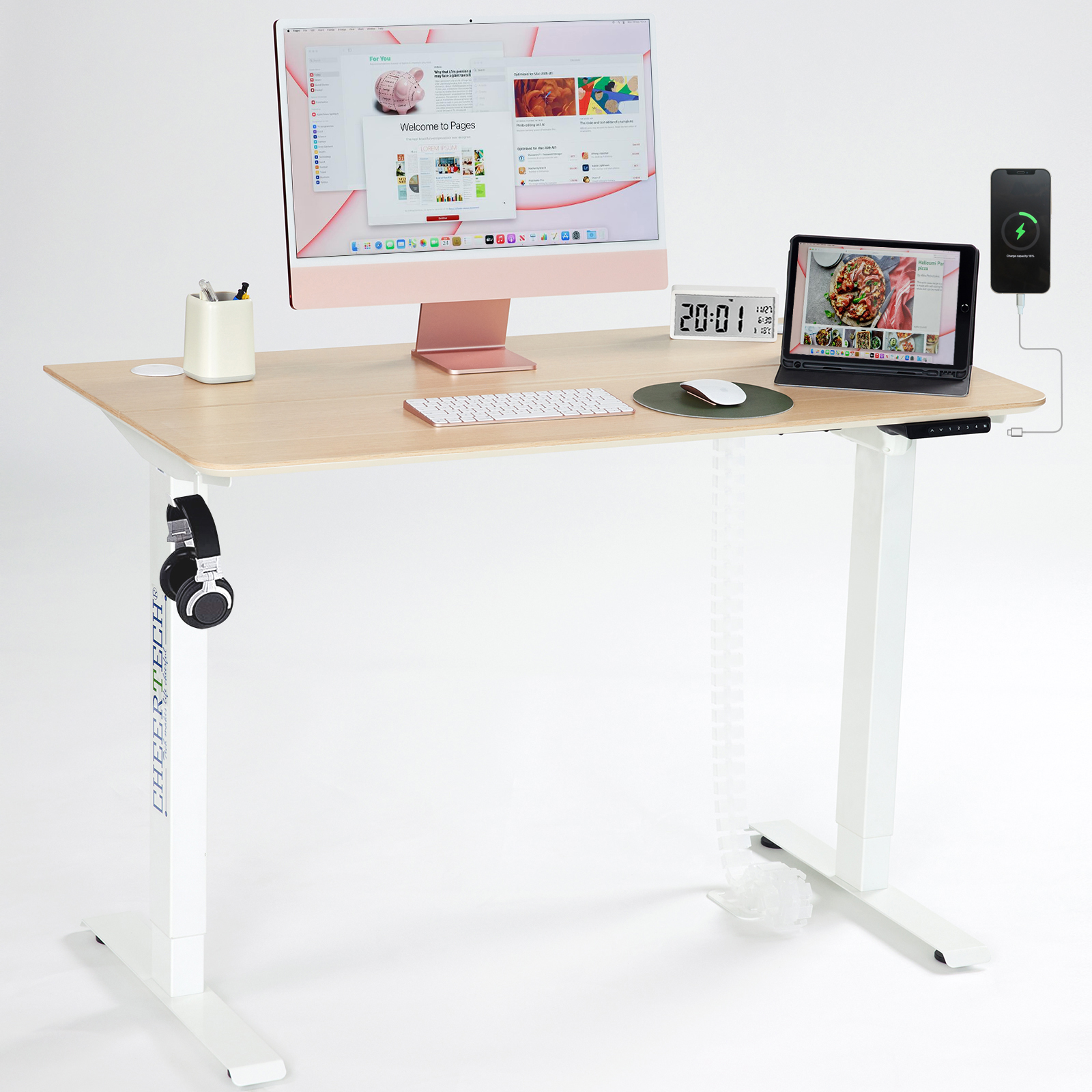 CHEERTECH Electric Height Adjustable Standing Desk, Luxury Editon, 48
