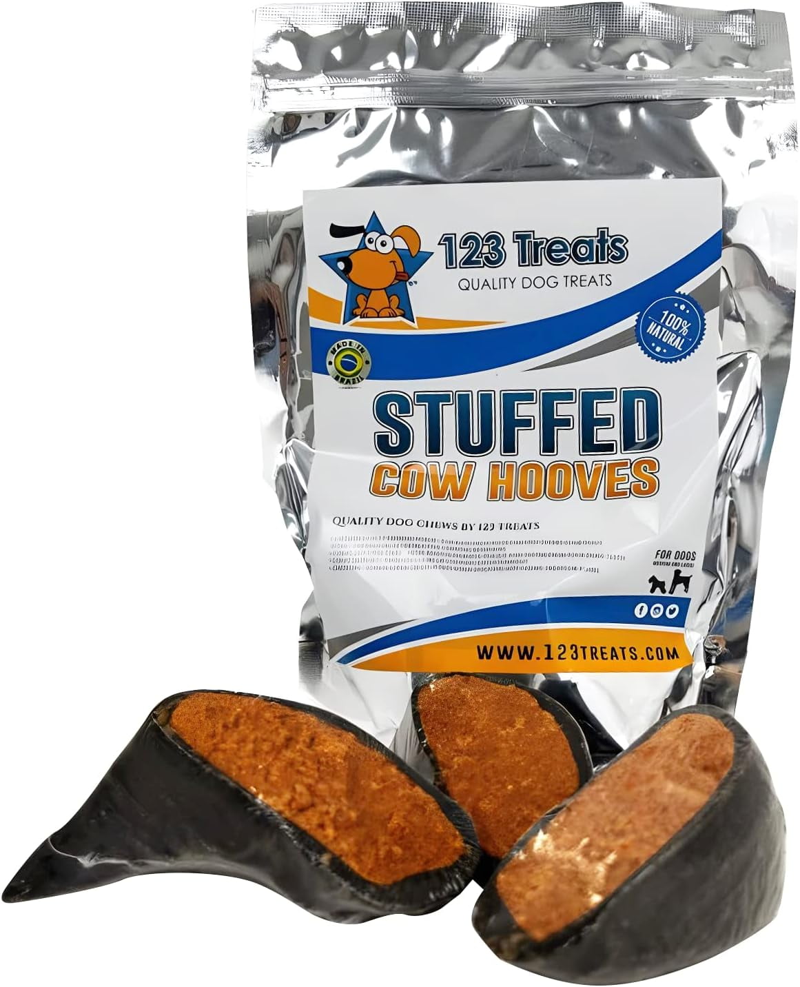 CHEESE FILLED COW HOOVES with Bacon flavor 3 or 10 Count 100 Natural