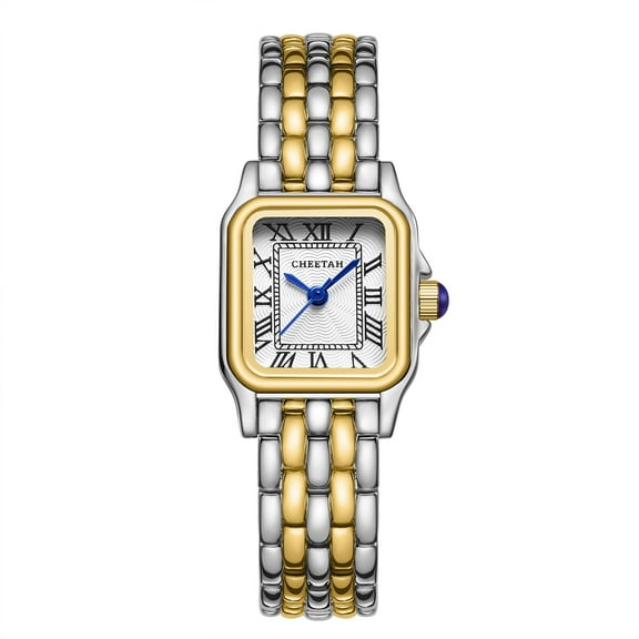 GOLDEN HOUR Gold Watches for Women with Small Vintage Bracelet, Rectangular Case Roman Dial