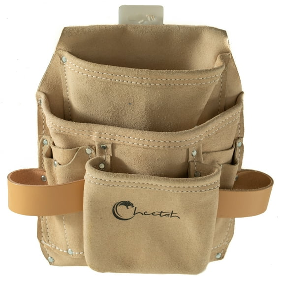 CHEETAH: SUEDE LEATHER 9 POCKET TOOL POUCH