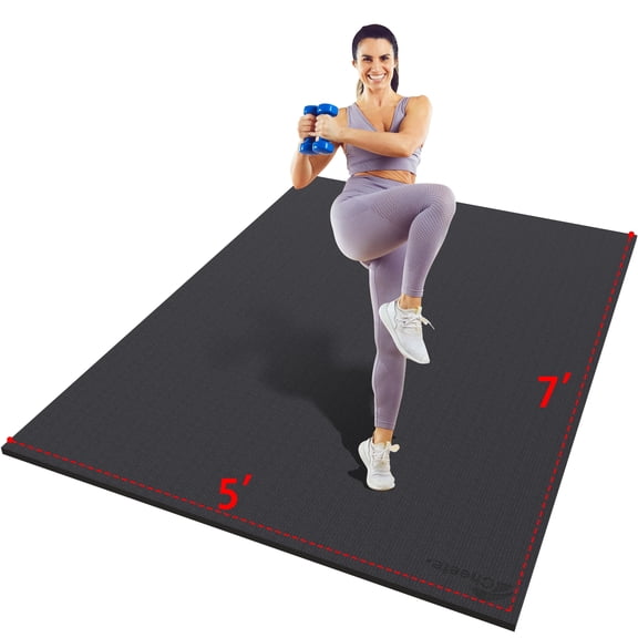 CHEETE Extra Large Exercise Mat 7'x5'(7mm), Gym Flooring for Home Gym,Thick Exercise Mats for Home Workout,Non-Slip,Extra Durable,High-Density Gym Mats for Jump Rope,Cardio