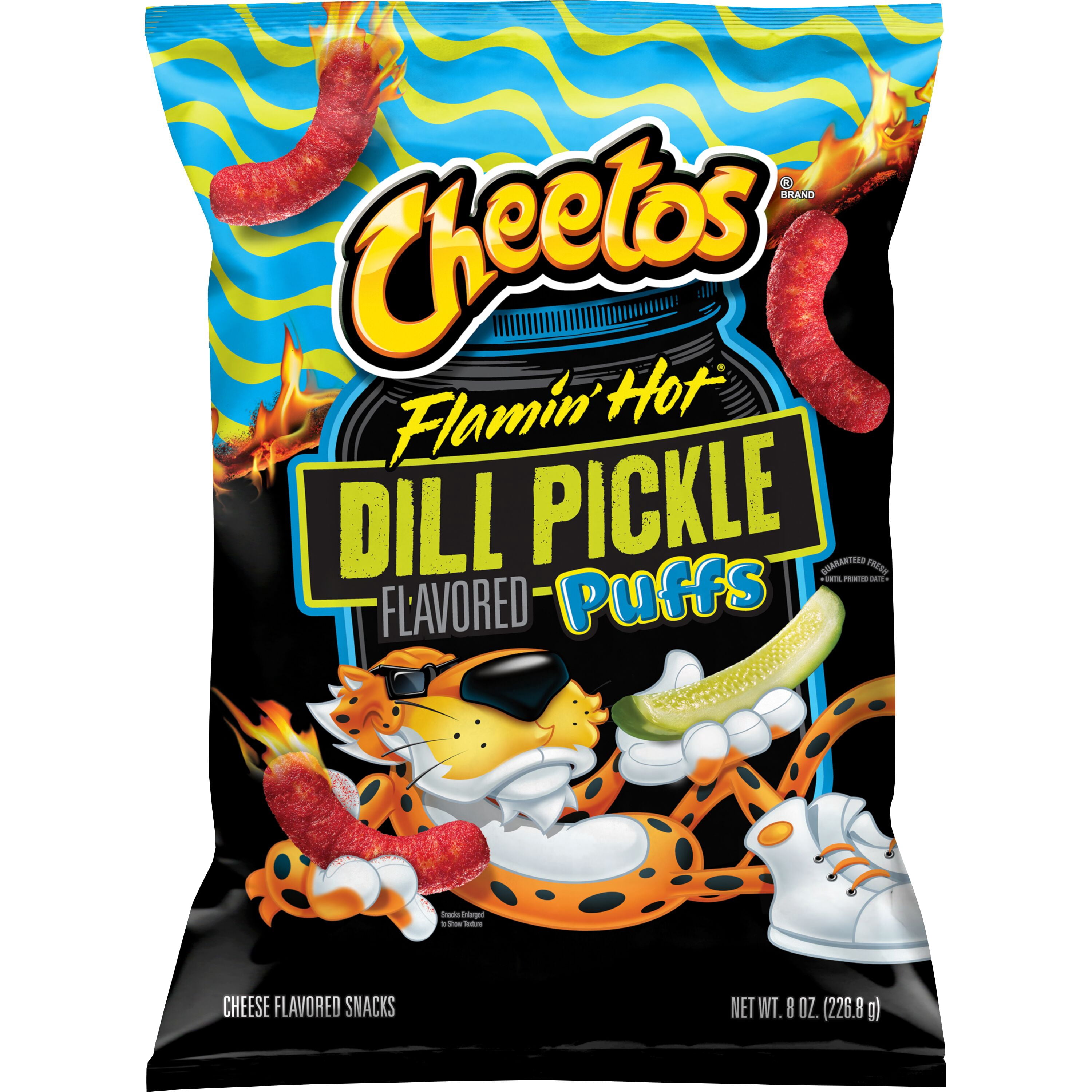 Cheetos Puffs Flamin Hot Dill Pickle Cheese Flavored Snacks 8 oz