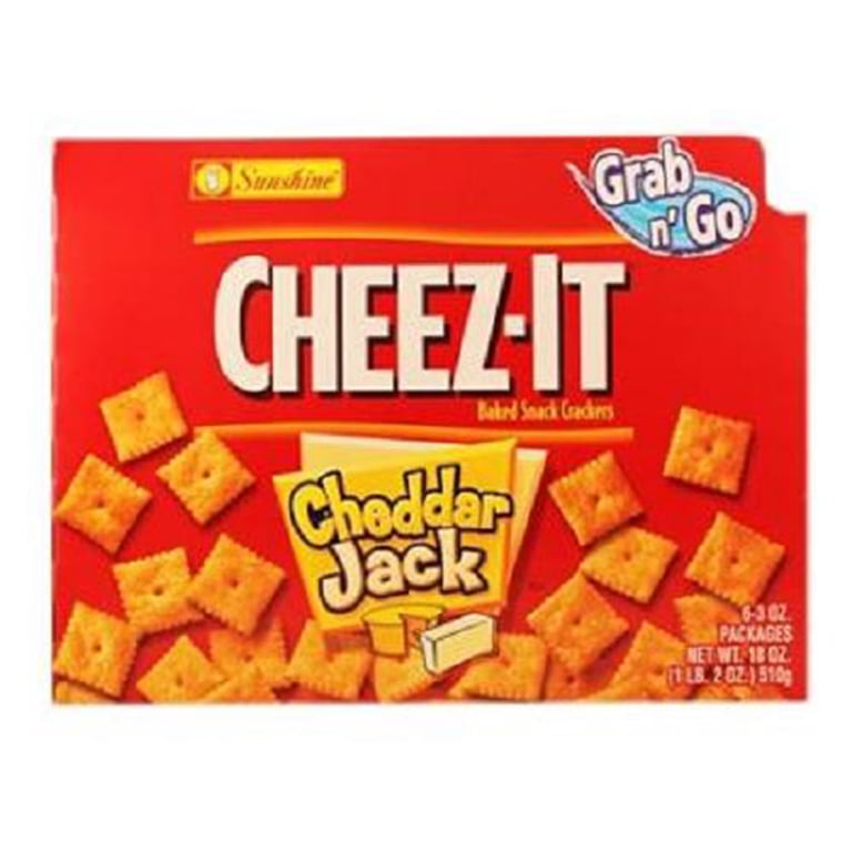 CHEEZ-IT Cheddar Jack Cheese Snack, Grab N Go Crackers, 3 oz Bags