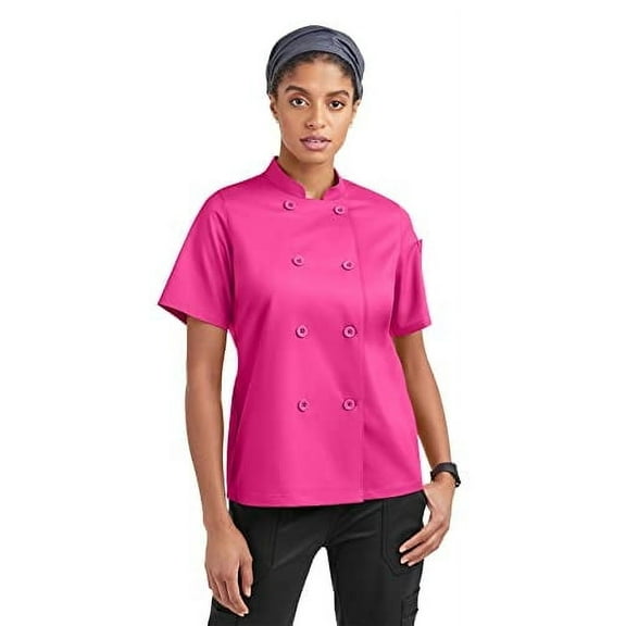 CHEF 360 Women's 1-Pocket Stretch Chef Coat (Fuchsia, L)