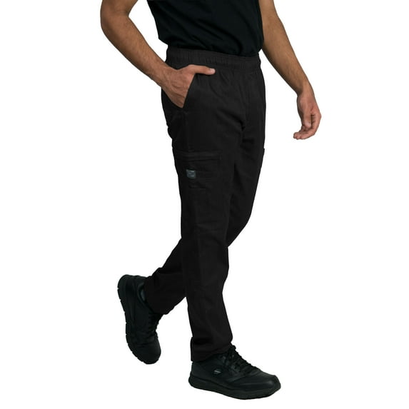 Chef Code Modern Slim Fit Chef Pants with Zipper Cargo Pockets, Elastic Waist