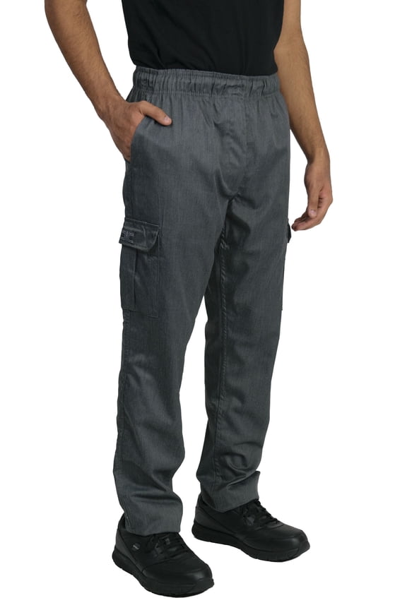 Modern Fit Chef Cargo Pants with Wide Elastic Waist and Zipper Fly