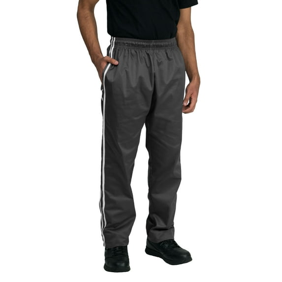 Chef Code Classic Baggy Chef Pants with Elastic Waist and Drawstring, Charcoal, M