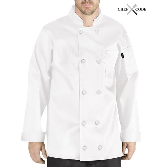 CHEF CODE Giovanni Classic Chef Coat 100% Cotton Unisex, White, XS