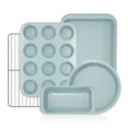 thumbnail image 1 of CHEF LANG 5 Pieces Baking Pans Set,Stackable Bakeware Set,Nonstick Baking Sheet Set for Oven,Complete Carbon Steel Bakeware Set,Dishwasher Safe,Blue, 1 of 5