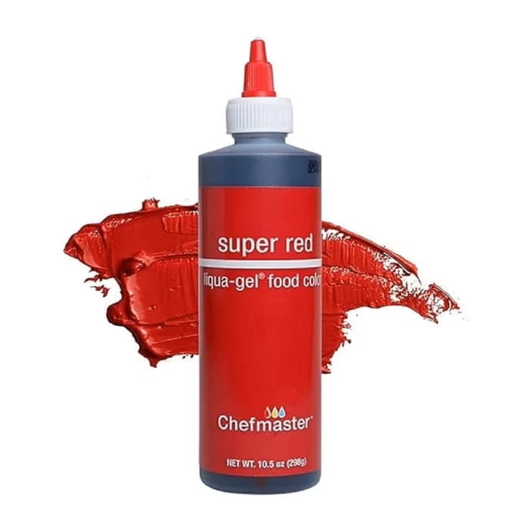 Chefmaster Super Red Liqua-Gel Food Coloring - Vibrant Color - Professional-Grade Dye for Icing, Frosting, Fondant - Baking & Decorating - Fade-Resistant - Easy-to-Use - 10.5 oz