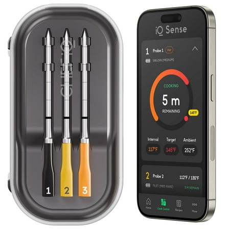 iQ Sense by CHEF iQ Smart Wireless Meat Thermometer, WiFi Unlimited Range, 5 Sensors, 3 Ultra-Thin Probes - 2025 Version, Gen 3