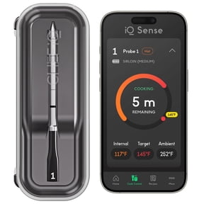 iQ Sense by CHEF iQ Smart Wireless Meat Thermometer, WiFi Unlimited Range, 5 Sensors, Ultra-Thin Probe - Gen 3