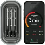 CHEF iQ Sense Smart Wireless Ultra-Thin Meat Thermometer, Unlimited Range, Bluetooth & Wifi, 3 Probe Set with Smart Hub