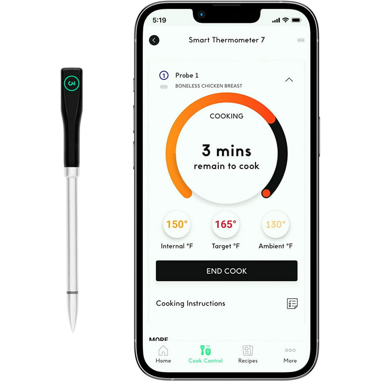 CHEF iQ Smart Thermometer Extra Probe No. 3, Bluetooth/WiFi Enabled, Must  Be Used with Smart Hub