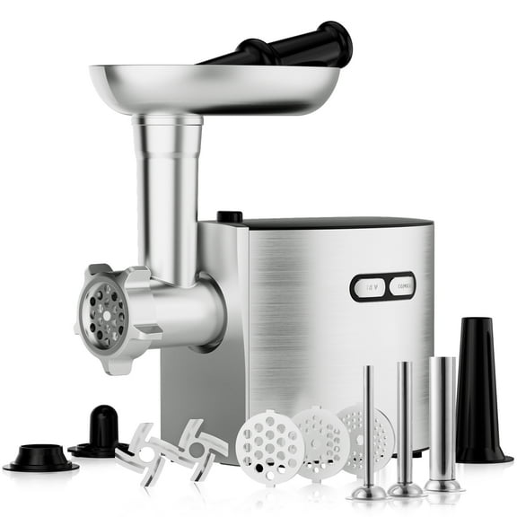 CHEFFANO Meat Grinder, 2600W Max Stainless Steel Meat Grinder Electric, ETL Approved Heavy Duty Meat Mincer Machine with 2 Blades, 3 Plates, Sausage Stuffer Tube & Kubbe Kit for Home Kitchen Use