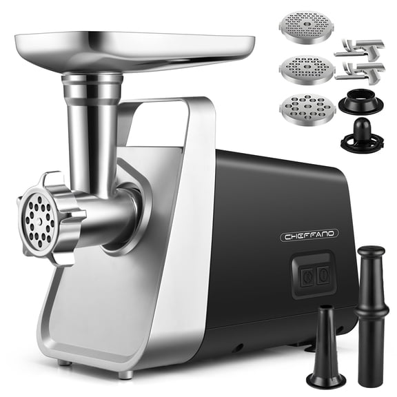 CHEFFANO Meat Grinder Electric, 350W[2000W Max] Electric Meat Grinder, Molino De Carne, Meat Mincer with Stainless Steel 2 Blades and 3 Plates, Sausage Staff Maker & Kubbe Kit for Home Kitchen Use