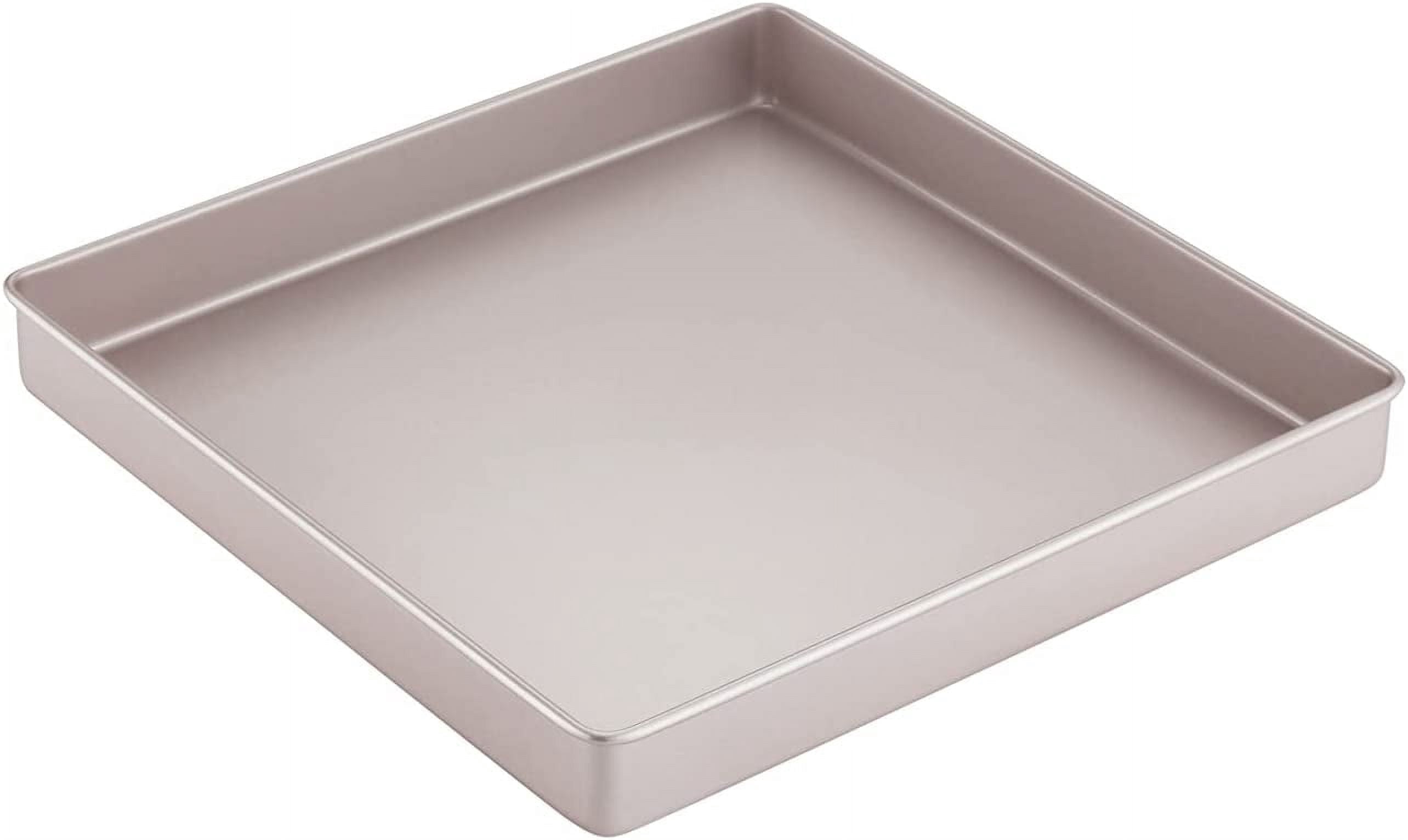 CHEFMADE 11-inch Baking Sheet Pan, Non-Stick Square Jelly Roll Bakeware for Oven Roasting Meat Bread Battenberg Pizzas Pastries 11.2" x 11.2" x 1.4" (Champagne Gold)