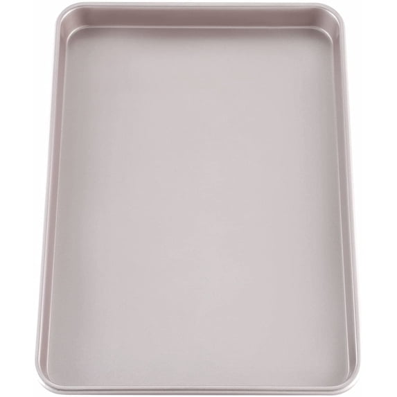 CHEFMADE 17-inch Baking Sheet Pan, Non-Stick Carbon Steel Rimmed Cookie Sheet Pan for Oven Roasting Meat Bread Jelly Roll Battenberg Pizzas Pastries 12.8" x 17.7" x 1.1" (Champagne Gold)