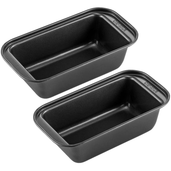 CHEFMADE Bread Loaf Pan, Non-Stick Meatloaf Small Pan, 3.1" x 5.8", Set of 2(Black)