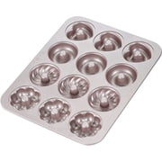 CHEFMADE Donut Mold Cake Pan, 12-Cavity Non-Stick Pattern Doughnut Bakeware for Oven Baking,Dishwasher Safe Champagne Gold