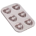 thumbnail image 1 of CHEFMADE Donut Mold Cake Pan, 6-Cavity Non-Stick Heart-Shaped Carbon Steel Doughnut Bakeware, Dishwasher Safe(Champagne Gold), 1 of 9
