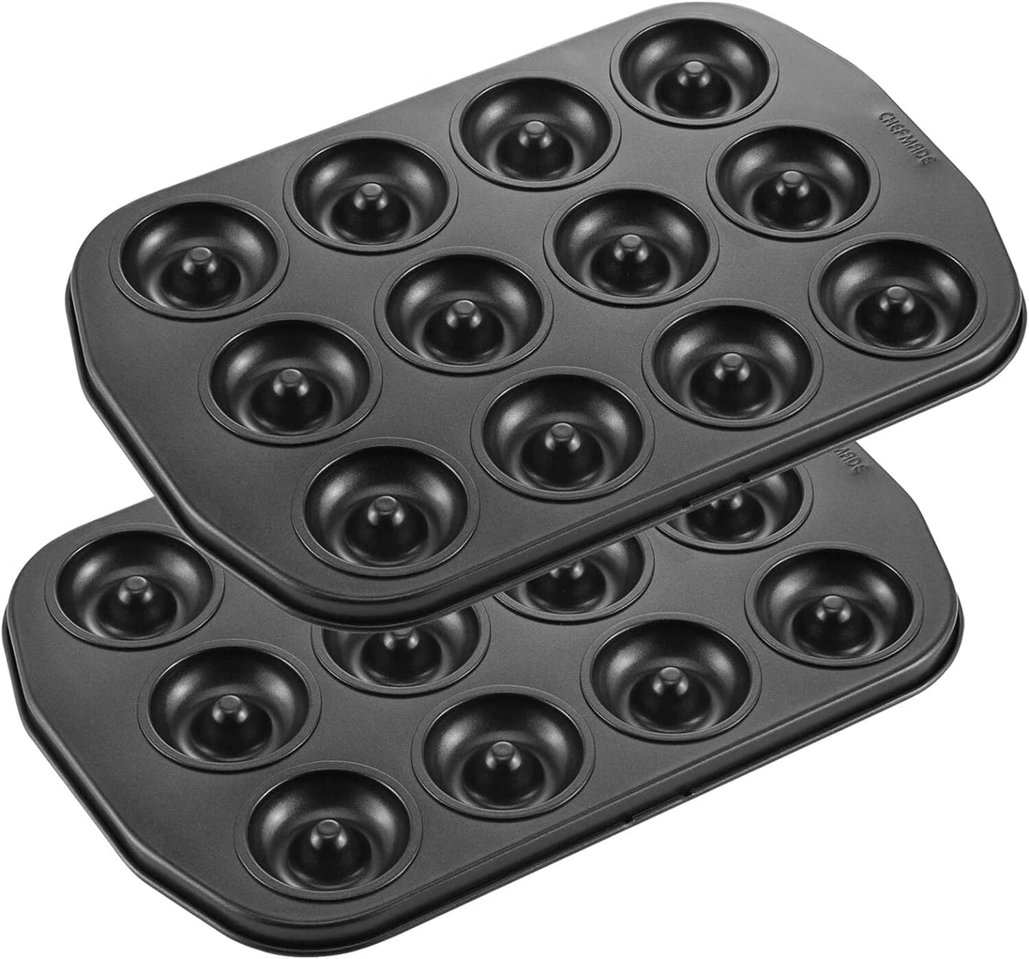 CHEFMADE Donut Pan, Nonstick Mini 12 Cavity Ring Doughnut Pan for ...