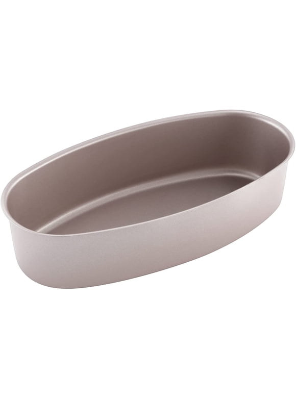 CHEFMADE Ellipse Cheese Cake Pan, 8-Inch Non-Stick Oval Cake Bread and Meat Bakeware for Oven and Instant Pot Baking (Champagne Gold)
