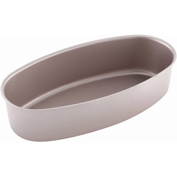 CHEFMADE Oval Cheesecake Mold, 8-inch Non-stick Oval Cake, Bread and Meat Baking Mold, Dishwasher Cleanable, Oven and Pressure Cooker Suitable, (Champagne Gold)