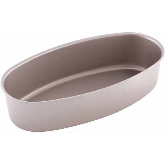 CHEFMADE Oval Cheesecake Mold, 8-inch Non-stick Oval Cake, Bread and Meat Baking Mold, Dishwasher Cleanable, Oven and Pressure Cooker Suitable, (Champagne Gold)