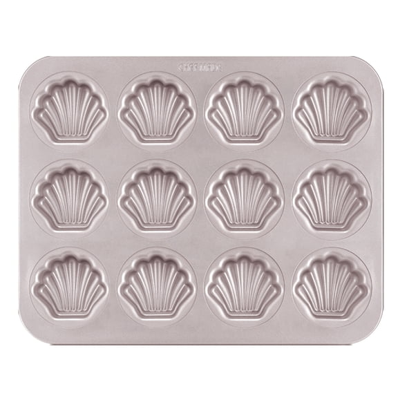 CHEFMADE Madeleine Mold Cake Pan, 1.1-inch Height 12-Cavity Non-Stick Scallop Madeline Bakeware for Oven Baking (Champagne Gold)